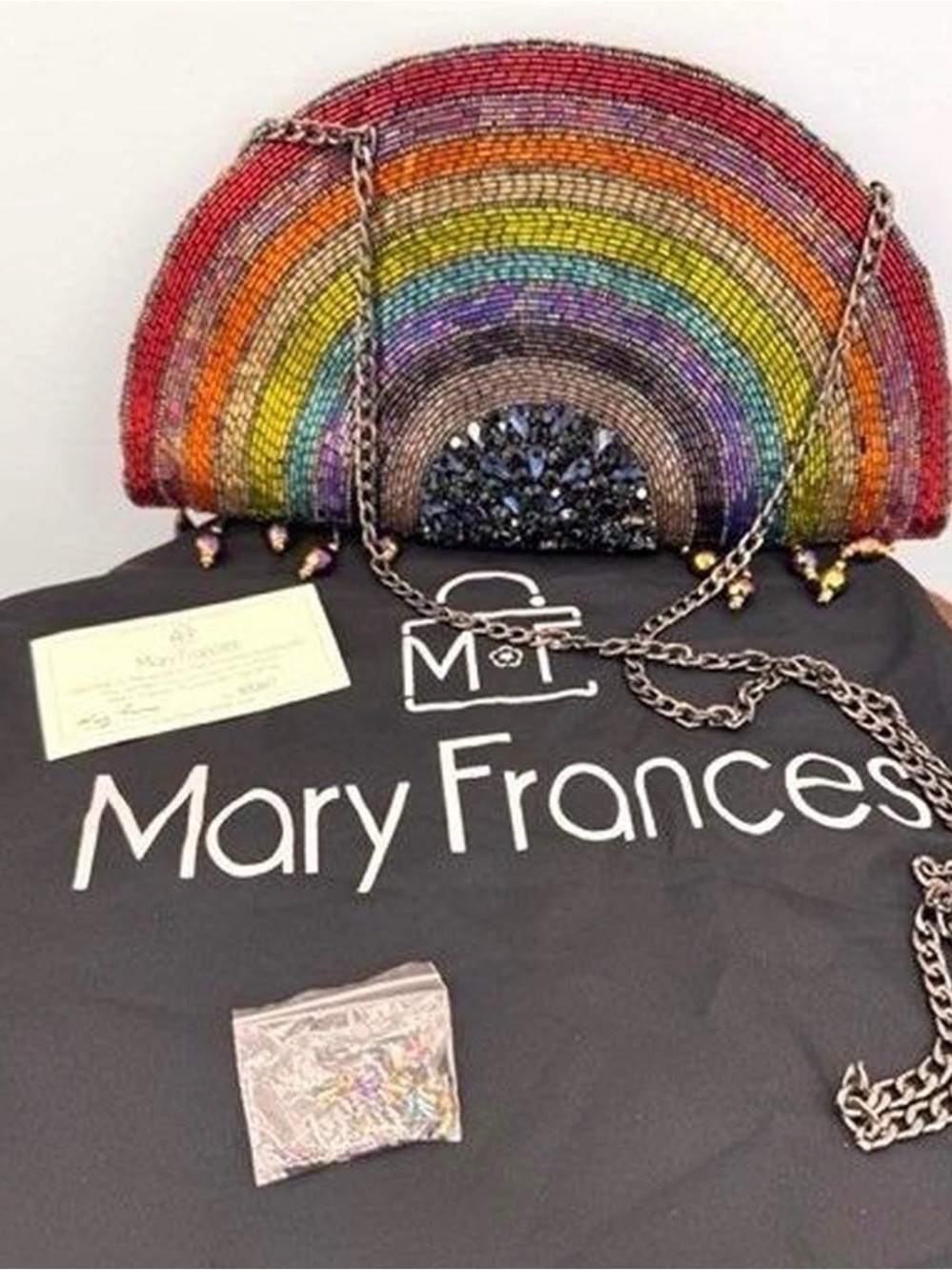 Mary Frances Rainbow Beaded Half-Moon Crossbody Bag - Multicolor